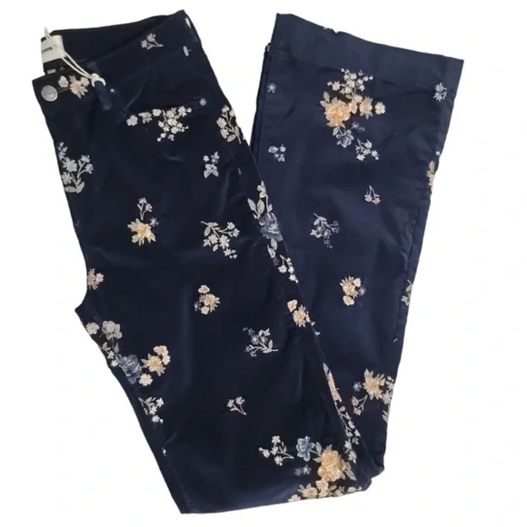 Driftwood Floral Embroidered Trousers - Navy and Gold - Picture 6 of 7